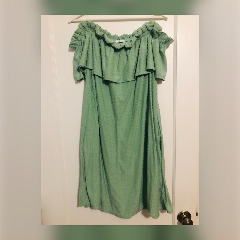 Chic Soul Light Green Off the Shoulder Dress